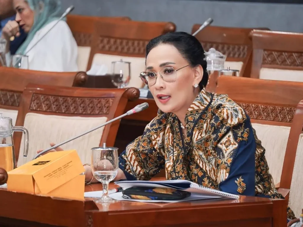 Anggota Komisi I DPR RI dari Fraksi Nasdem Amelia Anggraini saat rapat kerja bersama mitra kerja Komisi I DPR RI.(Dokumentasi Humas DPR RI.)