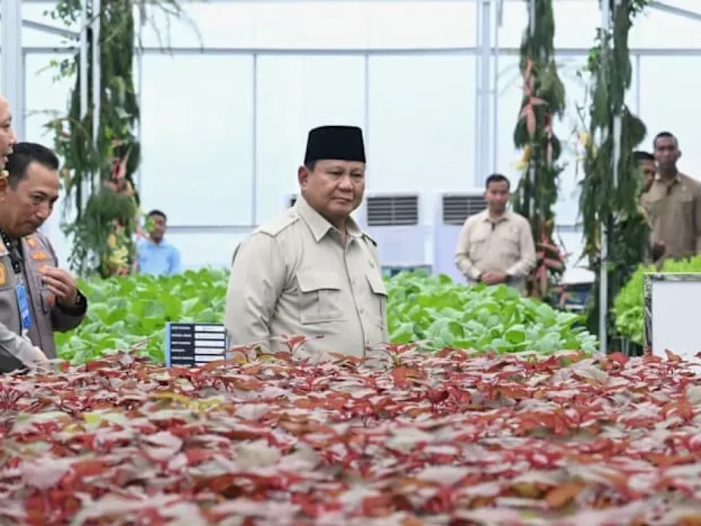 Presiden Prabowo Subianto ditemani Kapolri Listyo Sigit Prabowo meninjau green house milik SPPG Polri di Palmerah, Jakarta Barat. (Dok. Sekretariat Presiden)
